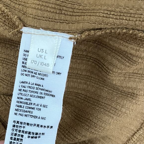 Free People Sugar Sugar Square Neck Ribbed Long Sleeve Top Size L Mustard Boho - Picture 10 of 10